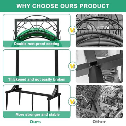 Garden Hose Holder for Outside,Heavy-Duty Metal Hose Hanger Rack