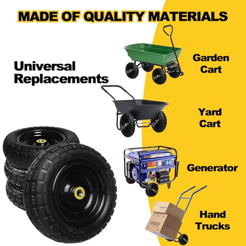 10 Inch Solid Rubber Tires, 4.10/3.50-4 Tire and Flat Free with 5/8" Bearings, 2.17" Offset Hub for GOR Garden Carts, Garden Wagon Carts, Trolleys, Hand Trucks and Utility Cart(2 Pack) - size: 10 INCH - 2 Pack