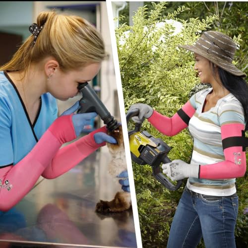 Schwer 10 Pairs 18in A6 Cut Resistant Arm Sleeves for Gardening, S901-P - color: Pink, size: 18 In-10 Pairs