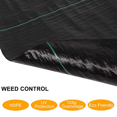 TUFFIOM 3 x 300 FT Weed Barrier Garden Landscape Fabric, UV-Resistance Ground Cover, 125gsm/3.7OZ Heavy Duty Material for Superior Weed Control, Perfect for Greenhouse, Yard, Flower Bed, Garden - size: 3 x 300 FT