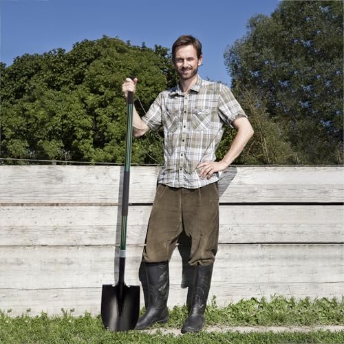 VNIMTI Heavy Duty Gardening Shovel, 56 Inch Round Blade with Fiberglass Handle (Green) - color: Green