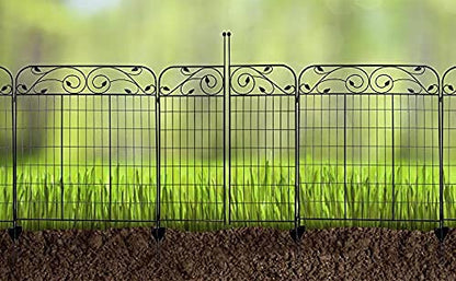1 Pack 44 Inches x 36 Inches Black Coated Steel Decorative Garden Fence Gate with 8 Leaves, Heavy Duty Metal Wire Border Gate - style: 8 Leaves Gate
