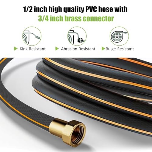 Aokia Retractable Garden Hose Reel, 1/2 in x 100 ft Wall Mounted Heavy Duty Garden Hose Reel with 9 Patterns Nozzle, Any Length Lock, Auto Return System and 180°Swivel Bracket