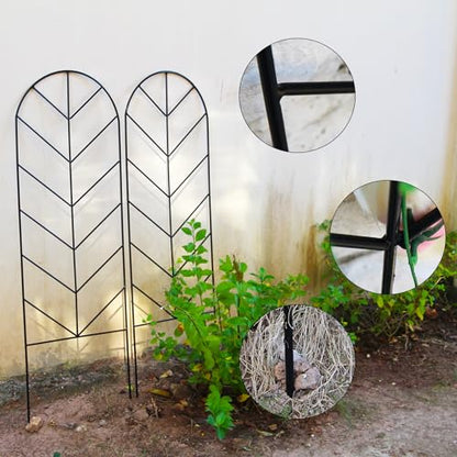 2 Pack Black Metal Garden Trellis 45"H x 15.9"W for Climbing Plants - color: 45 inch-2 pack