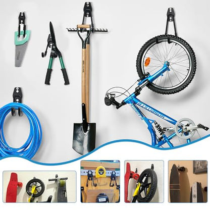 GeeWatom 2 Pack Garage Storage Utility Hooks，Garage Garden Tool Organizer，Steel Wall Mount Hooks, Garden Small U Hooks (Black) - color: Black