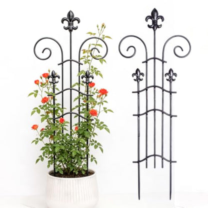 Small Metal Trellis for Potted Plants, 23.6" Sturdy Plant Support - size: 24"H
