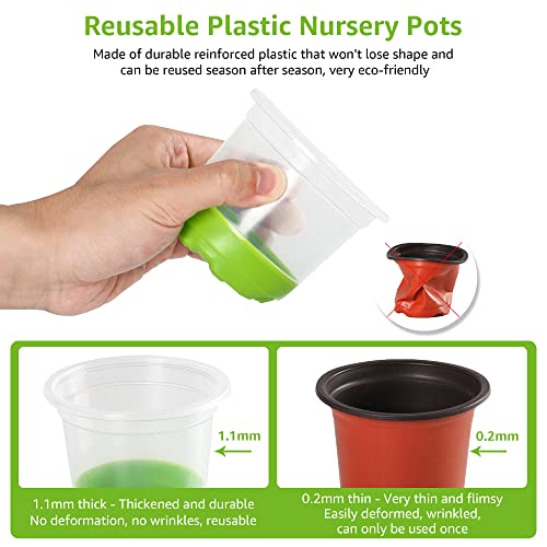 MIXC Clear Nursery Pots with Silicone Base, 4-Inch, 30-Pack - color: Green, size: 4 Inch