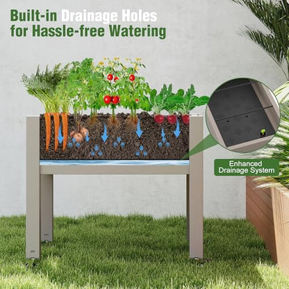Fancyango Raised Garden Bed with Wheels 26.3" Hx2 -Gray - color: Gray, size: 26.3"Hx2