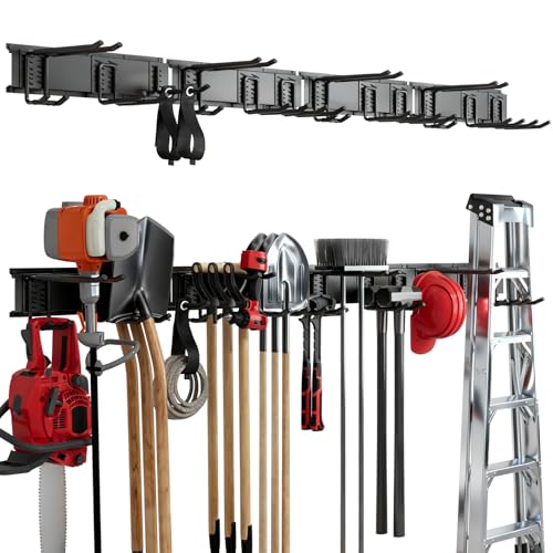 66" Heavy Duty Wall Mounted Garage Tool Organizer – 4 Panels & 12 Adjustable Hooks, 920 lbs Load Capacity, Modular Storage for Efficient Tool Organization, Easy Install in Garage, Garden, 18 Pack - size: 66in | 4Panels + 12Hooks