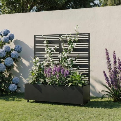 Metal Raised Garden Bed with Trellis and Wheels, 47"x47"x16" (Black-Harold) - color: Black-harold, size: 47"x47"x16"
