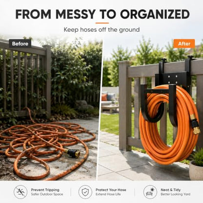 Fence Hose Hanger for Outside, Hanging No Drill Garden Hose Holder