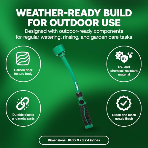 Rain Bird TCNZLWAND16 Watering Wand Garden Hose Nozzle, 16 Inch - Thumb Flow Control, Shower Spray Pattern, Comfort Grip, 3/4 in. GHT for Plants, Flower Beds & Outdoor Cleaning - Green and Black - size: Shower Pattern