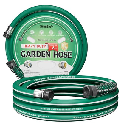 Short Garden Hose 8 ft – Hybird Water Hose Leader - Small Hose Extension, Lightweight Hose Extender for Lawn Watering, Car Washing - Burst 500 Psi (Green, 8 FT) - size: 8 FT