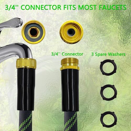 25FT Garden Hose,Flexible Water Hose, 10-Function Sprayer, Non-Expanding - color: BlackGreen, size: 25