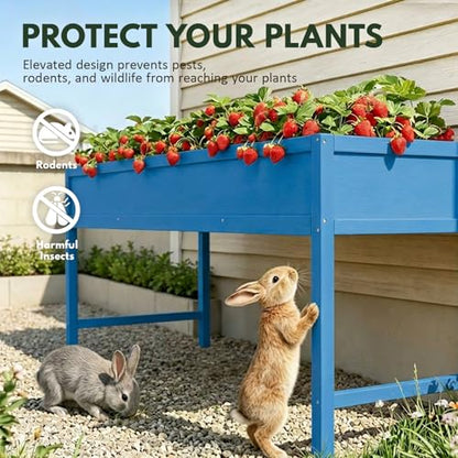 PASAMIC Raised Garden Bed with Legs, 48" HIPS Sturdy Elevated Planter Box - color: Blue, size: 48x24x30in