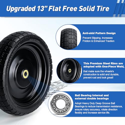13" Wheelbarrow Tires for Gorilla Cart 5/8" Axle Bore Hole 2.17"Offset Hub
