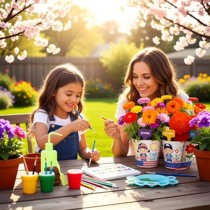 Doiaz Paint & Plant Flower Growing Gardening Kit with 3 Pots for Kidz - Gardening Tools Set Easter Gifts for Girlz & Boyz Agez 5, 6, 7, 8, 9, 10, 11 & 12 Yearz Old Girlz - style: Modern