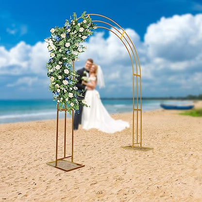 TFCFL Garden Arbor Arch 6.9 * 8.5 Ft Metal Wedding Arch, Heavy Duty Garden Trellis, Easy to Assemble, Garden Arbor for Climbing Plant Outdoor & Indoor, Party Ceremony Arches (Gold)