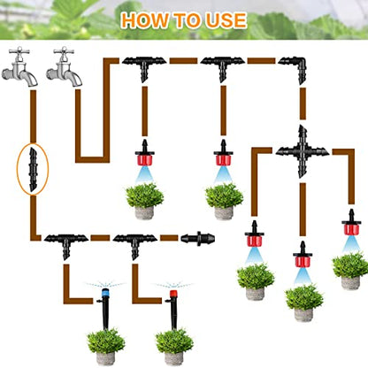 Gardrip Drip Irrigation Coupling Fittings：120 Pieces Barbed Coupler Irrigation Parts with Sharp End Fits for 1/4 Inch Irrigation Tubing Drip Line Connectors for Garden Lawn Irrigation System - color: Coupling-120P
