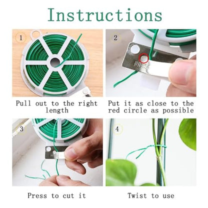 Twist Tie, 328 Feet (100m), green cable ties with Cutter, Garden Plant Ties Reusable, Green Twist Ties for plants Gardening Tomatoes Tie garden ties for plants,garden twist ties flowers Climbing - color: Green