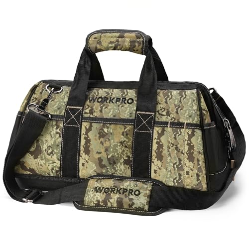 WORKPRO 16-Inch Wide Mouth Tool Bag with Water-Proof Molded Base - color: Camouflage