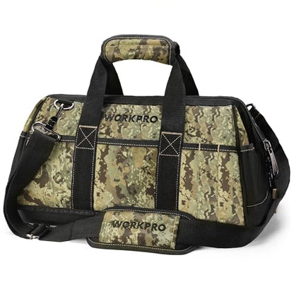 WORKPRO 16-Inch Wide Mouth Tool Bag with Water-Proof Molded Base - color: Camouflage