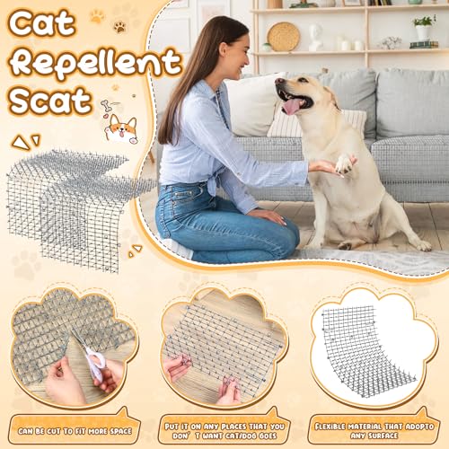 Sanwuta 2 Pcs 26.3 ft Cat Spike Mat Outdoor Deterrent Mat, Gray - color: Gray