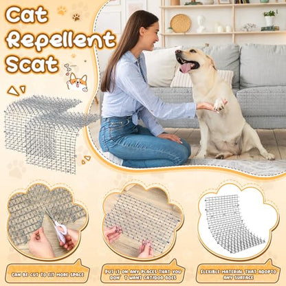 Sanwuta 2 Pcs 26.3 ft Cat Spike Mat Outdoor Deterrent Mat, Gray - color: Gray