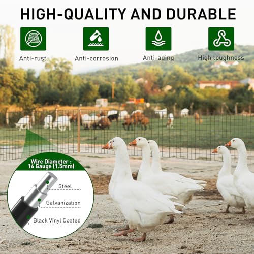 Black PVC Coated Welded Wire Fence 48 in x 50 Ft for Yard Plant Protection - size: 48in x 50ft