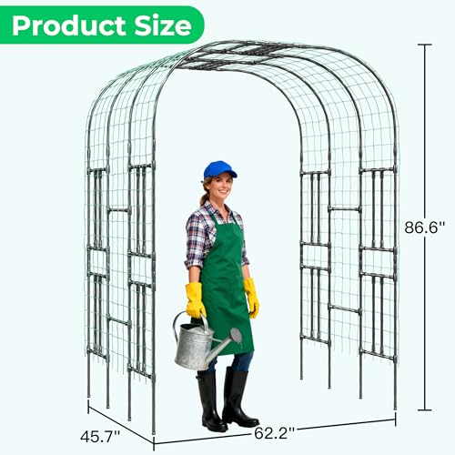 Aohanoi Garden Arch Trellis for Climbing Plants,7.22 FT Tall Large Arbour Archway for Rose Vine Cucumber Vegetables,Wide Garden Arch for Lawn,Party,Ceremony Wedding Decoration - size: 62''L x 45''W x 86''H