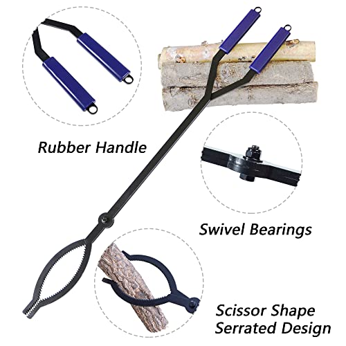40in Heavy Duty Fire Tongs with Scissor Shape Serrated - size: 40in fire tongs