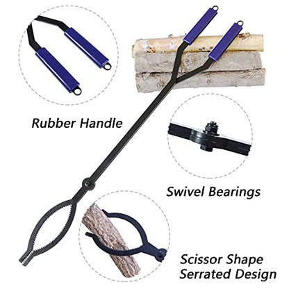 40in Heavy Duty Fire Tongs with Scissor Shape Serrated - size: 40in fire tongs