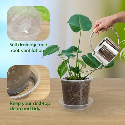 20 Pack 6 Inch Clear Nursery Pots with Drainage and 20 Pack Plant Saucers, 0.5 Gallon Plant Pots for Plants Potting Containers Half Gallon Plants Seeding Starter Pot (Clear, 6 Inch) - color: Clear, size: 6 Inch