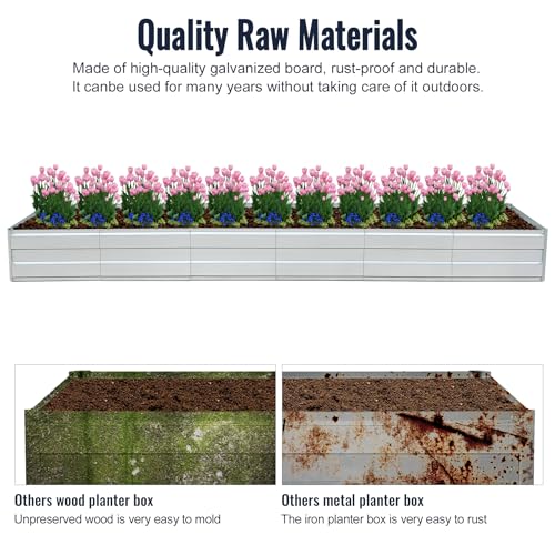 Galvanized Raised Garden Bed Kit, 16x3x1FT Metal Raised Garden Beds for Vegetables - size: 16*3*1FT