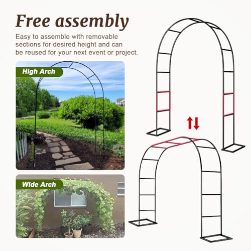 Zhisheng Garden Arch Arbor Trellis with Base for Climbing Plants - size: 7.9FT
