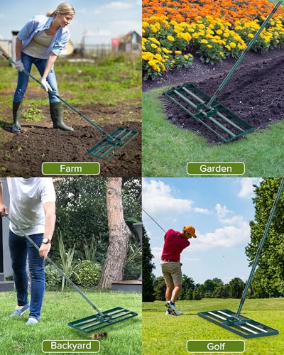 30 Inch Lawn Leveling Rake with 78'' Adjustable Handle for Backyard/Garden - size: 30 Inches