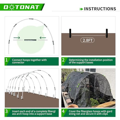 8FT Garden Hoops Grow Tunnel Kit - Rust-Free Fiberglass Frame for Raised Beds, 72pcs - DIY Plant Support for Garden Netting, Vegetable Garden Hoops Kit, Row Covers, and Greenhouse Hoops - size: 72Pcs