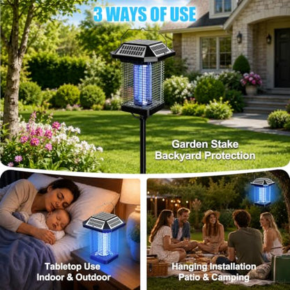 Solar Bug Zapper Outdoor, 4500V USB Rechargeable UV Flying Insect Trap (Square) - size: Square