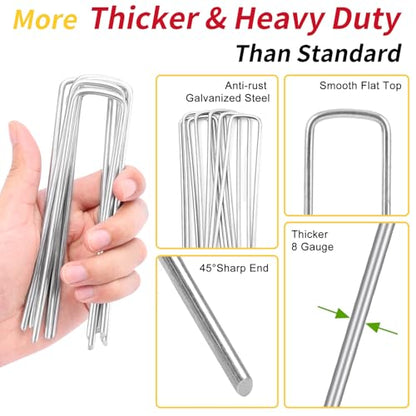 HongWay 50 Pack Landscape Staples, 8 Gauge Thickened Garden Stakes - size: 6 Inch-8Ga. Thicken, 50pcs
