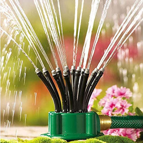 360° Rotating Garden Sprinkler – Automatic Multi-Arm Lawn Watering System with Adjustable Nozzles – Outdoor Irrigation Sprayer for Yard, Grass, Garden, Green