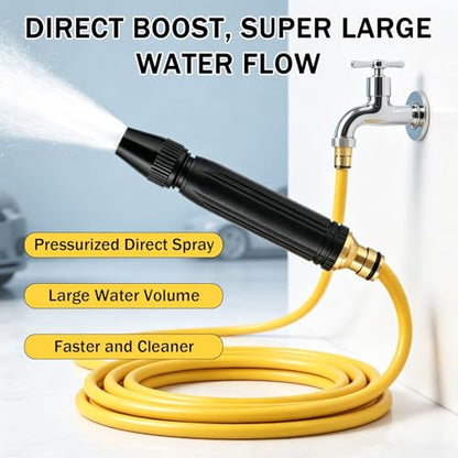 Heavy Duty High Pressure Hose Nozzle, Home High-Pressure Car Wash Water Gun with Booster Nozzle and Hose, 3-Modes Adjustable Multi Function Lawn & Garden Watering Sprayer