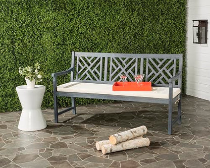Safavieh PAT6738A Outdoor Collection Bradbury 3 Seat Bench - color: Ash Grey / Beige