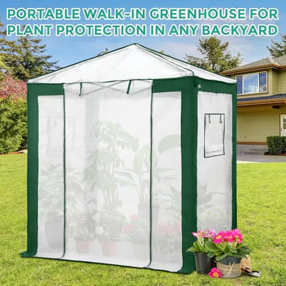 EAGLE PEAK 6x4 Walk in Pop Up Greenhouse, Green/White - color: Green/White, size: 6x4