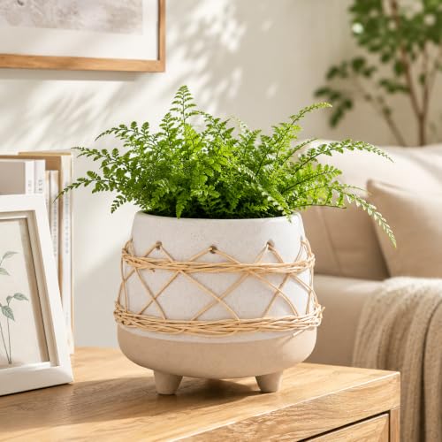 Ceramic Planter Pot for Indoor & Outdoor Plant, Flower - color: Beige Brown
