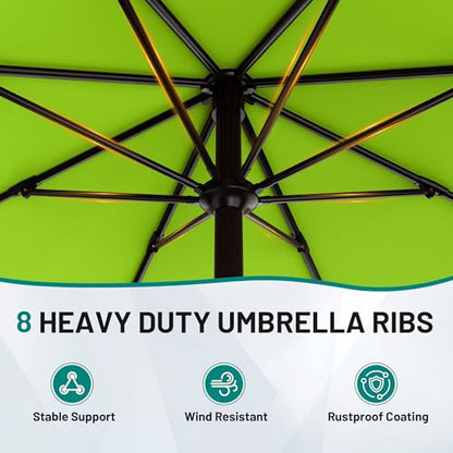 AreShark 9FT Outdoor Patio Umbrella with Tilt and Crank, Apple Green - color: Apple Green, size: 9ft