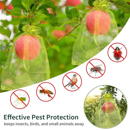 50 Pcs Fruit Protection Bags, 6×9 in Mesh Cover Nets for Tree, Green - color: Green, size: 6×9 in