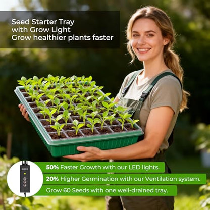 2 Pack Seed Starter Tray with Grow Light, 120-Cell Seedling Kit - size: 120 Cells