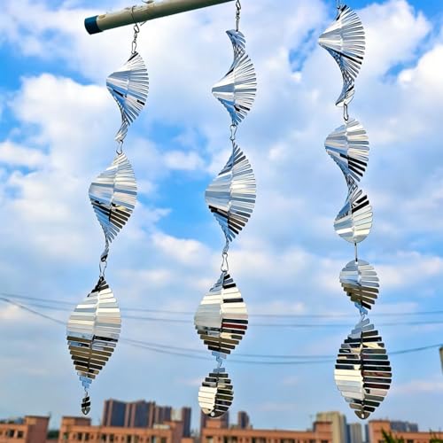 Bird Deterrents for Outside Patio, 3 Pcs 3D Wind Spinners Outdoor Garden Decor, Bird Reflectors to Keep Woodpecker Pigeon Away from House Window Patio Yard Porch