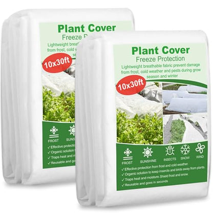SPORTYOUTH 2Pcs Plant Covers Freeze Protection Garden Frost Cloth 10x30ft