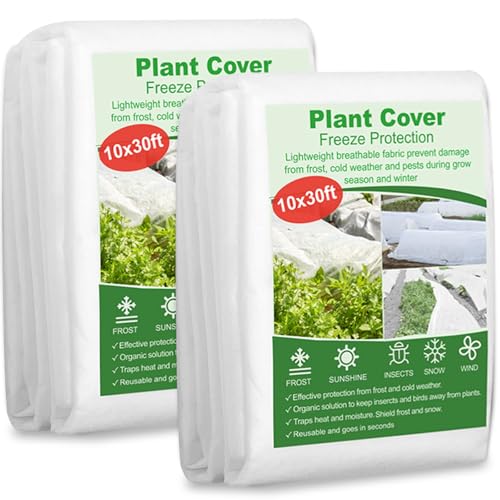 SPORTYOUTH 2Pcs Plant Covers Freeze Protection Garden Frost Cloth 10x30ft